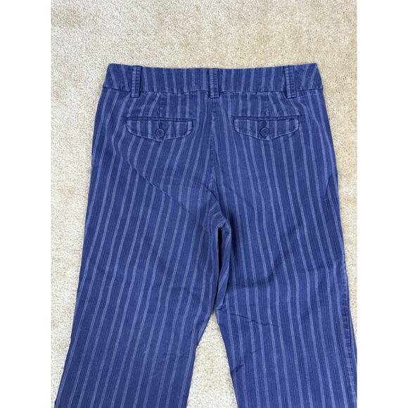 New York & Company Blue Stripe Capris Sz 10 Flap Pocket Straight Leg Cotton B139 - Picture 8 of 12